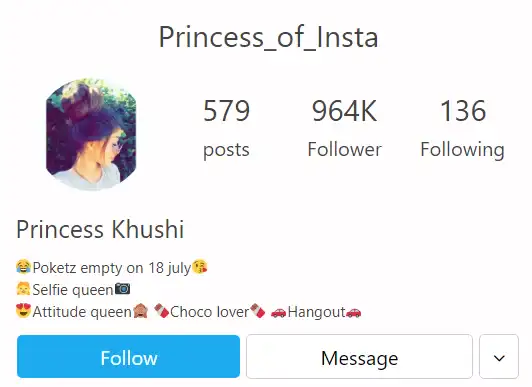 Princess Khushi Instagram Account