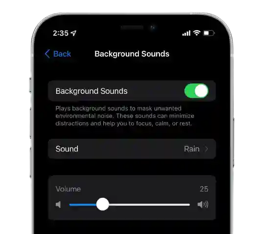 How to Turn on Rain Background Music on iOS 15?