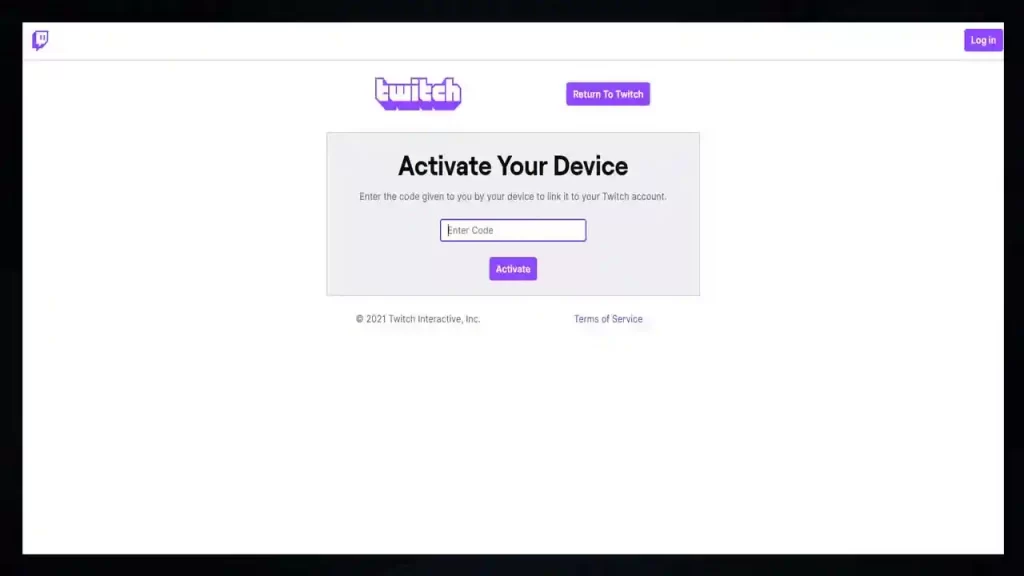 https//twitch.tv/activate on a mobile device or computer