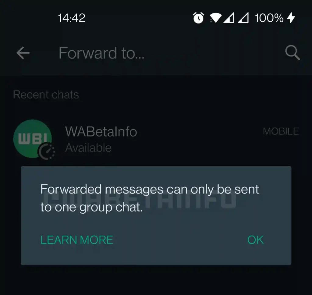 WhatsApp Forward Message Group Limit