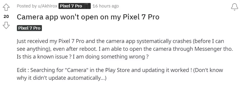 Camera app won't open on my Pixel 7 Pro, ebuzzpro
