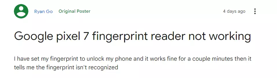 Google pixel 7 fingerprint reader not working