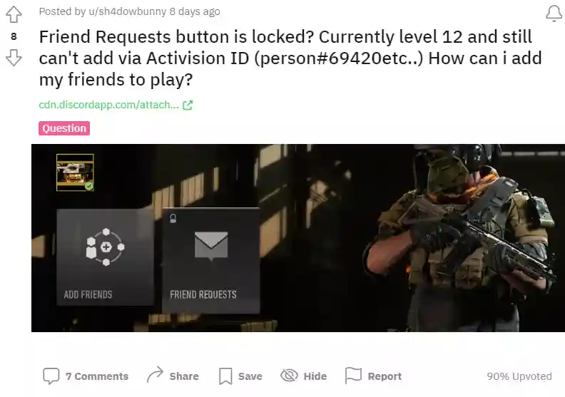 Friend Requests button is locked in COD MW2