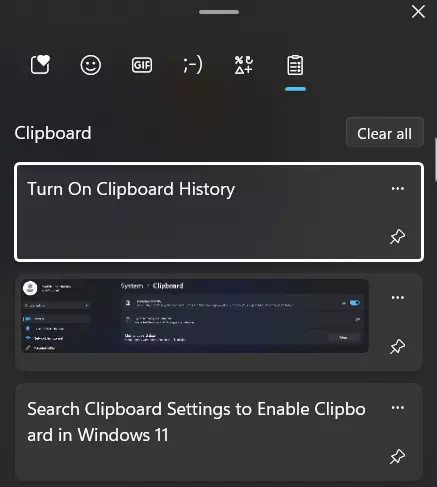 Press Windows and V Button on Keyboard to View Clipboard History