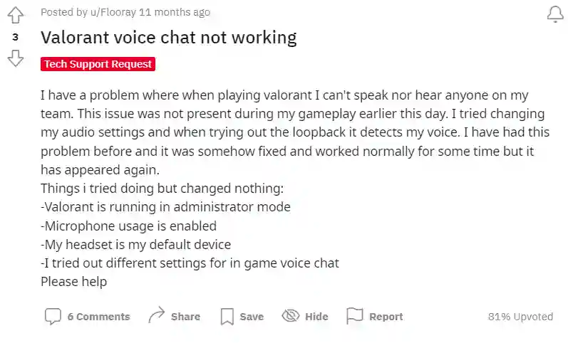 Valorant voice chat not working reddit