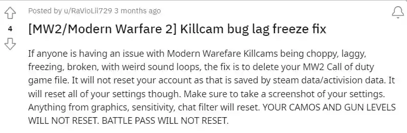 [MW2/Modern Warfare 2] Killcam bug lag freeze fix
