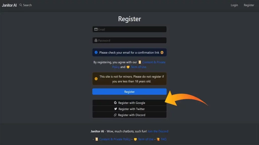Tap on Register with Google