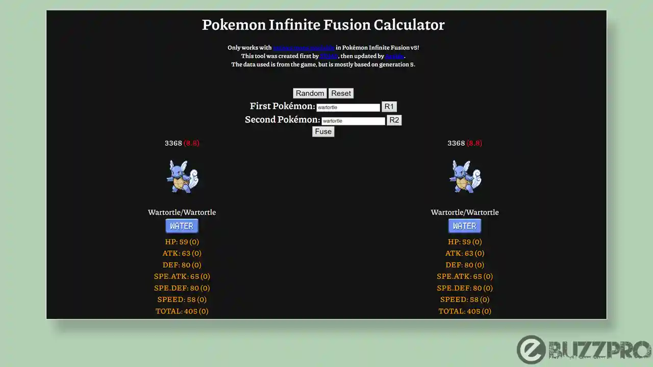 Pokémon Infinite Fusion Calculator Online