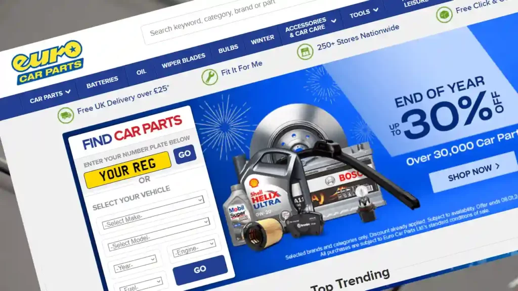 Euro car parts website not working