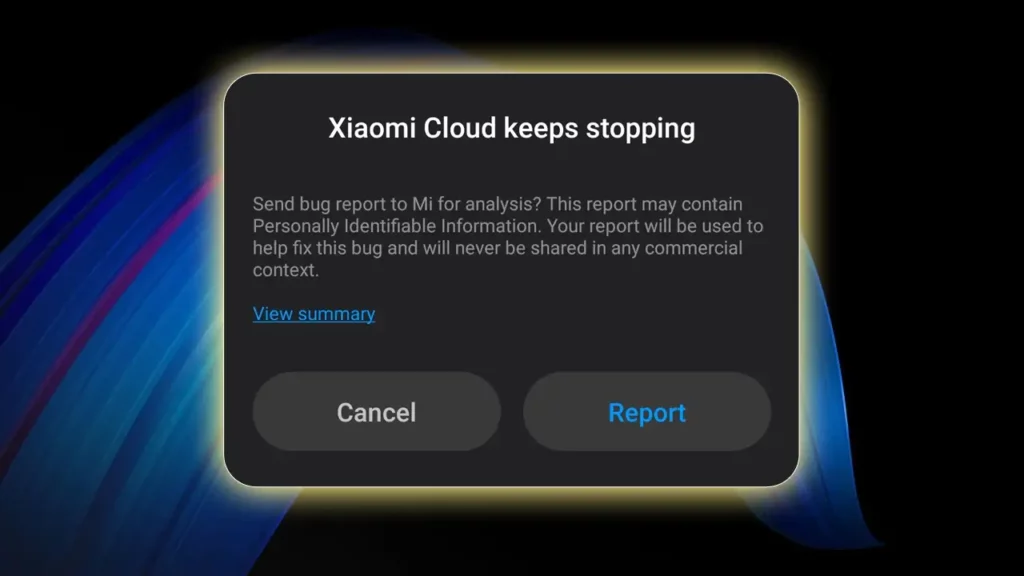Xiaomi Cloud Keeps Stopping