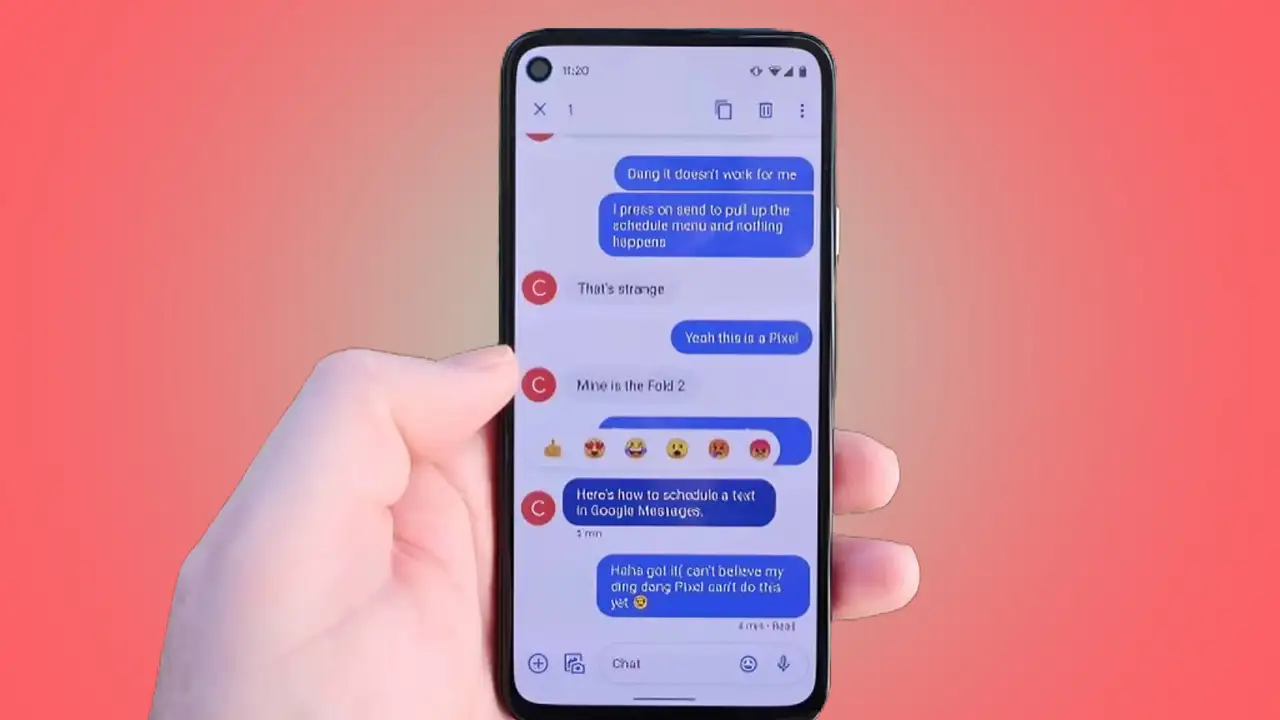 Google Messages Double-Tap React Feature